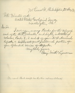 Letter from Benjamin Smith Lyman to The Director of the United States Geological Survey