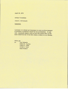 Memorandum from Mark H. McCormack to Arthur Rosenblum