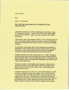 Memorandum from Mark H. McCormack to travel file