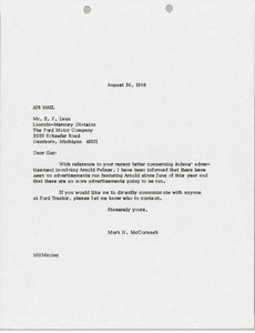 Letter from Mark H. McCormack to E. F. Laux
