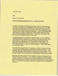 Memorandum from Mark H. McCormack to travel file