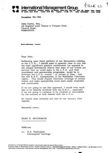 Letter from Mark H. McCormack to John Curry