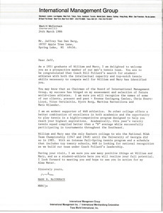 Letter from Mark H. McCormack to Jeffrey Van den Berg