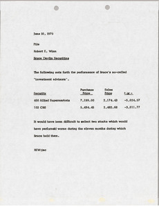 Memorandum from Robert E. Winn to file