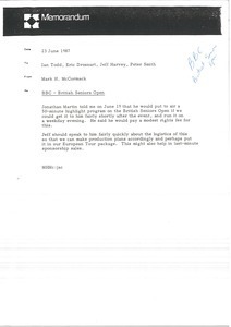 Memorandum from Mark H. McCormack to Eric Drossart