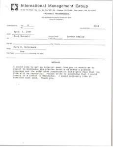 Memorandum from Mark H. McCormack to Buzz Hornett