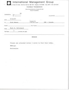 Fax from Mark H. McCormack to Dick Moore