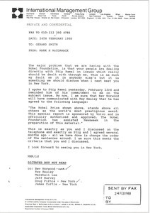 Fax from Mark H. McCormack to Gerard Smith