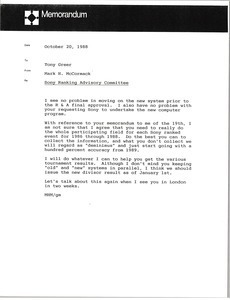 Memorandum from Mark H. McCormack to Tony Greer