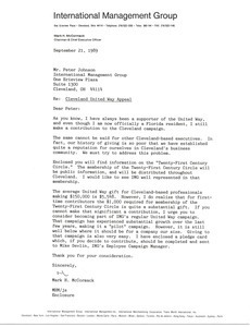 Letter from Mark H. McCormack to Peter Johnson