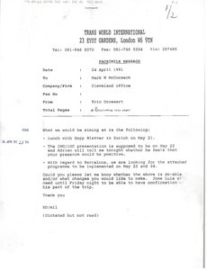 Fax from Eric Drossart to Mark H. McCormack