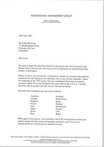 Letter from Mark H. McCormack to Colin MacLaine