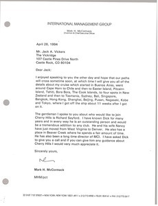 Letter from Mark H. McCormack to Jack A. Vickers