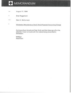 Memorandum from Mark H. McCormack to Brian Roggenburk