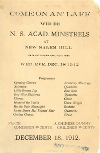 Program for a show by the New Salem Academy Minstrels