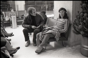 Richard Safft talking to person waiting at JFK airport