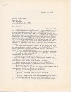 Letter from Lucy Gwin to Sharon Kutz-Mellem