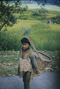 Village children with baskets