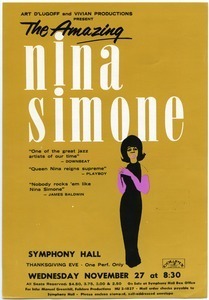 The amazing Nina Simone... Symphony Hall, Wednesday November 27 at 8:30 p.m.
