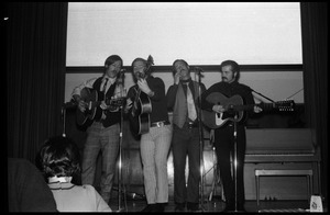 Fabulous Farquahr (Dennis, Bobby, and Frank McGowan, and Doug Lapham) performing at the Bonnie and Clyde Nightclub, Student Union Ballroom, UMass Amherst
