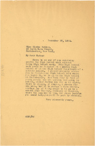 Letter from W. E. B. Du Bois to Gladys Walker