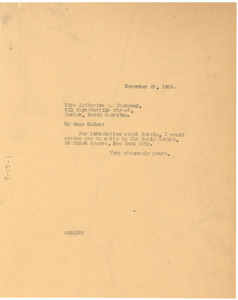 Letter from W. E. B. Du Bois to Katherine A. Champney