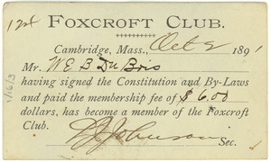 Foxcroft Club membership card