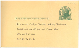Committee on Africa and Peace Aims Executive reply card