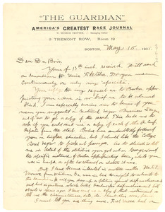 Letter From William Monroe Trotter To W. E. B. Du Bois - Digital ...