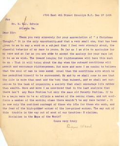 Letter from Eugene Wood to W. E. B. Du Bois