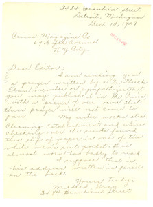 Letter from Mildred Gray to Editor of the Crisis