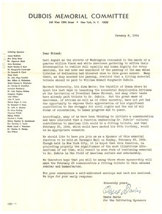 Circular letter from Du Bois Memorial Committee to unidentified correspondent