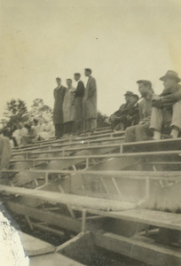 Spectators watching a game from the bleachers