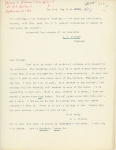 Transcript of letter from James S. Gibbons to Erasmus Darwin Hudson