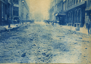 [Street construction on State Street looking towards Old State House]