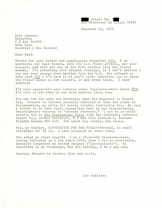 Correspondence from Lou Sullivan to Paul Johnson (December 13, 1988)