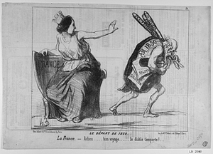 Le DÉPART DE 1850. La France. - Adieu.... bon voyage...... le diable t'emporte!...