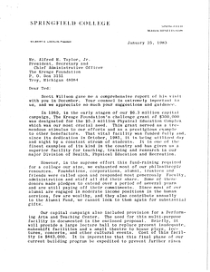 Springfield College proposal for funding to the Kresge Foundation (January 25, 1983)