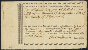 Marriage Intention of Arnold Leach of Middleboro and Polly Fuller, 1812