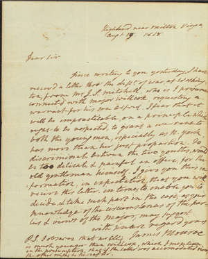Letter from President James Monroe, 1818 August 19