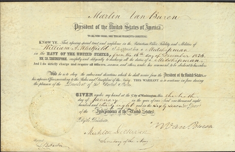 Appointment of Midshipman William A. Whitfield, 1838 January 30