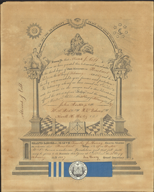 Master Mason certificate for Atwood J. Cobb