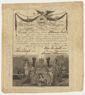 Master Mason certificate issued by Morton Lodge to Silvanus Smith, 1802 December 27