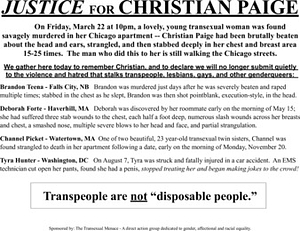 Justice for Christian Paige Flyer