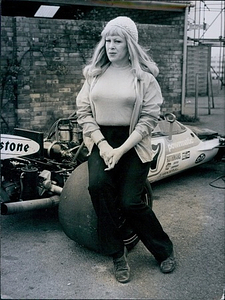 Roberta Cowell with Race Car (May 4, 1972)
