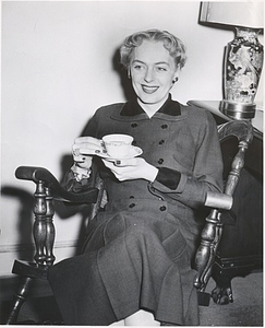Christine Jorgensen with a Tea Cup