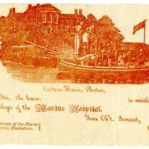 Ticket granting privileges to the Marine Hospital at Charlestown, with engraving