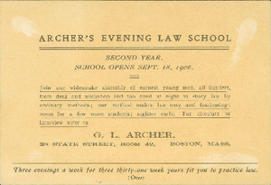 Archer's Evening Law School advertisement