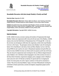 Roundtable discussion with John Joseph Moakley’s family and staff (OH-056, audio recording and transcript)