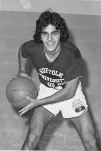 Suffolk University men's basketball player George Kalogeris, 1977